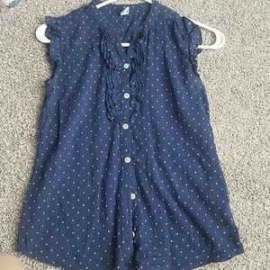 Kids navy blue polka dot button down